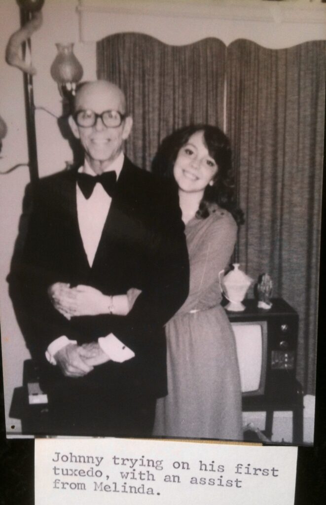 Melinda Mullins with Dad, Johnny Mullins, wearing rented tuxedo for Grammy ceremony in Hollywood